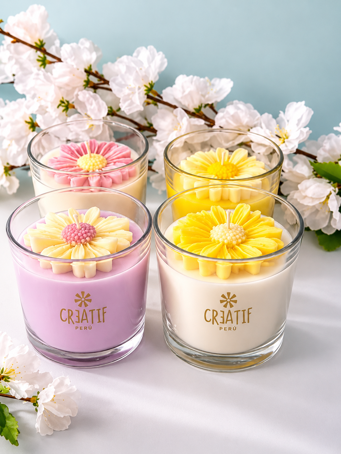 Vela Aromática Floral en Vaso de Vidrio